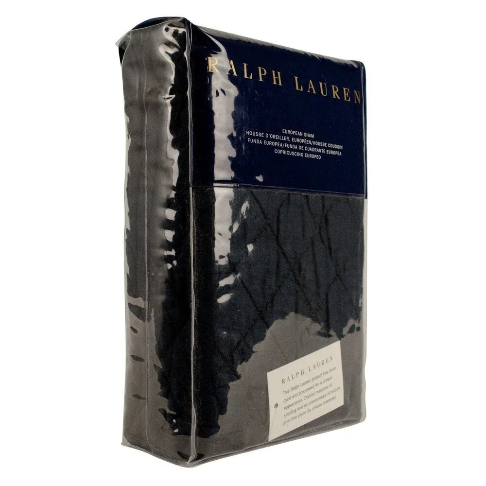 Ralph Lauren Home Journey's End Quilted Tait One Euro Sham Navy Blue 26 x 26 IN